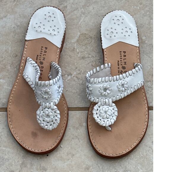 Palm Beach Sandals Women's Size 8 White Luxe-Crafted Leather Thong Flats - Picture 3 of 8